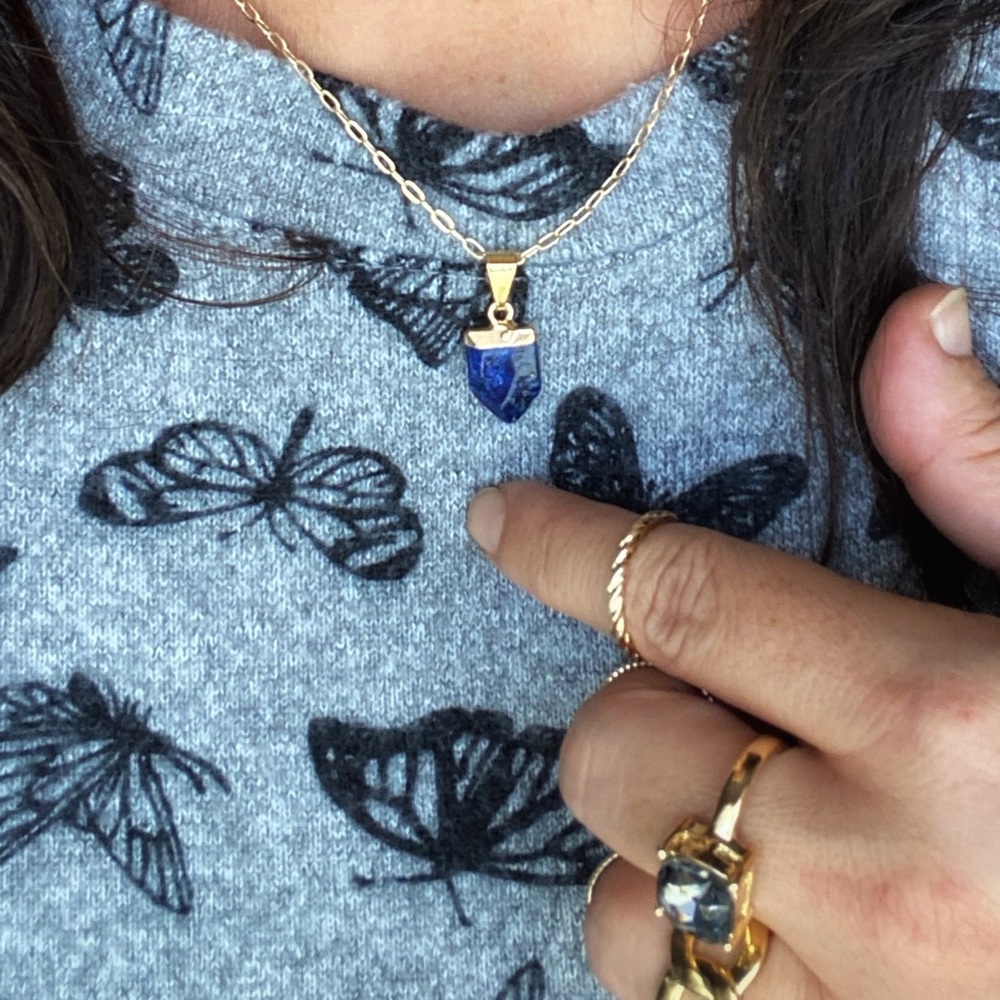 THE POWER OF LAPIS GOLD DAINTY PENDANT NECKLACE - Picture 4 of 6